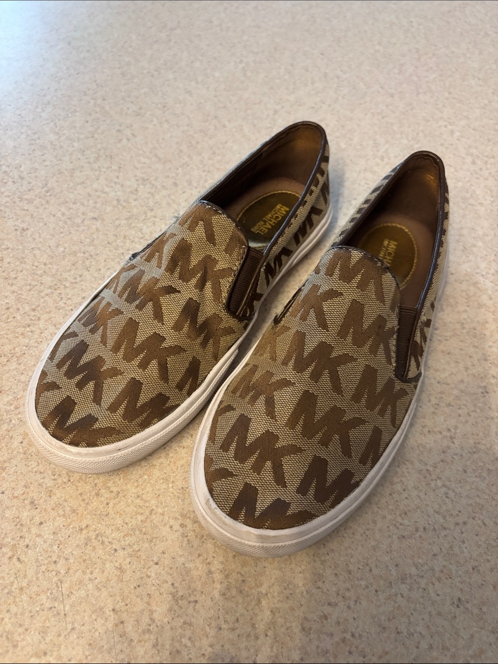 Michael Kors womens Brown MK Logo Slip-On Sneakers size 6